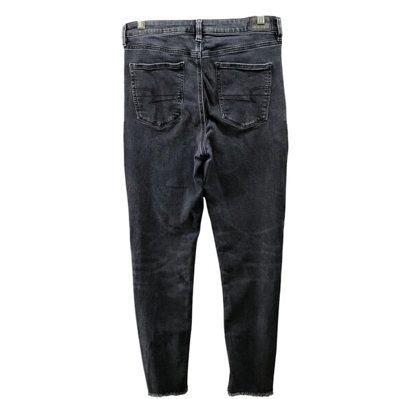 American Eagle Super Hi-Rise Jegging Womens 12 Washed Black Super Stretch - Picture 2 of 11